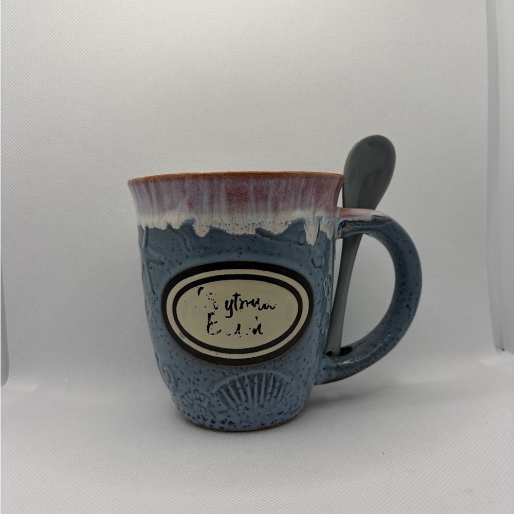 Blue and Purple ‘Daytona Beach’ 16 oz Ceramic Mug with Spoon